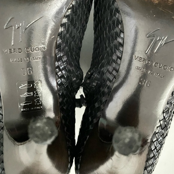 Giuseppe Zanotti Woven Leather Patent Toe Cap Stiletto booties 36 6 black - Picture 10 of 16